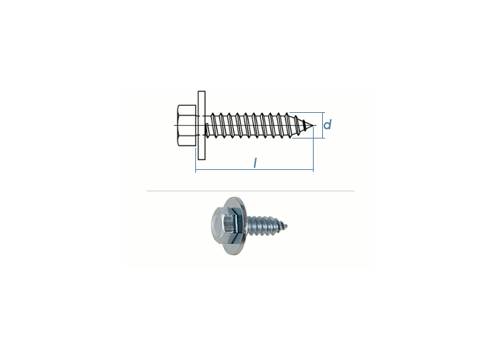 Blechschrauben DIN 7976 - 4,8 mm - Sechskant - Form F - verzinkt