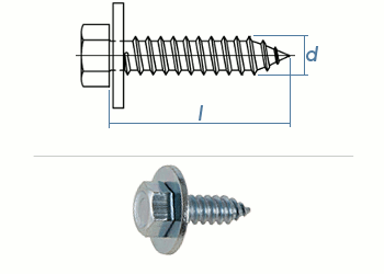 4,8 x 19mm Kombi-Blechschrauben m. Sechskantkopf u. Scheibe verzinkt gem. DIN7976  (10 Stk.)