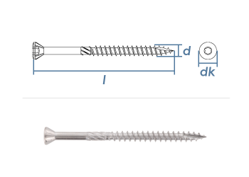 5 x 100mm Holzbauschrauben Zierkopf TX Edelstahl C1 gehärtet (10 Stk.)