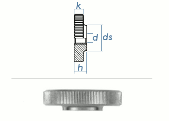 M8 Rändelmutter niedrige Form DIN467 Stahl verzinkt (1 Stk.)