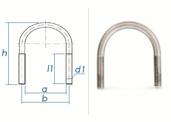 M8 x 25 x 42mm (1/2") Rundstahlbügel ähnl. DIN3570 Edelstahl A4 (1 Stk.)