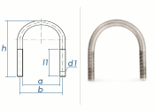 M8 x 25 x 42mm (1/2&quot;) Rundstahlb&uuml;gel &auml;hnl. DIN3570 Edelstahl A4 (1 Stk.)