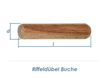6 x 30mm Riffeldübel Buche (100g = ca.180 Stk)