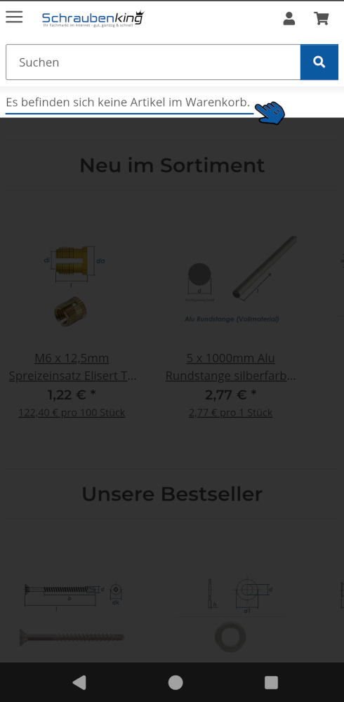 Warenkorb öffnen
